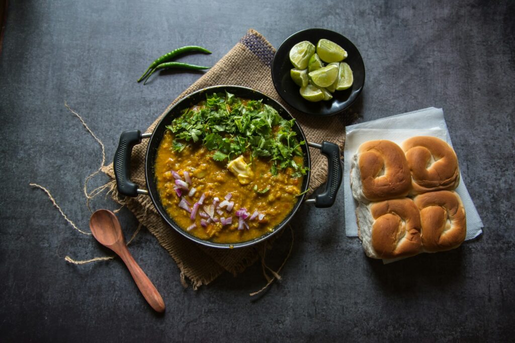 Pao Bhaji or bread with masala curry