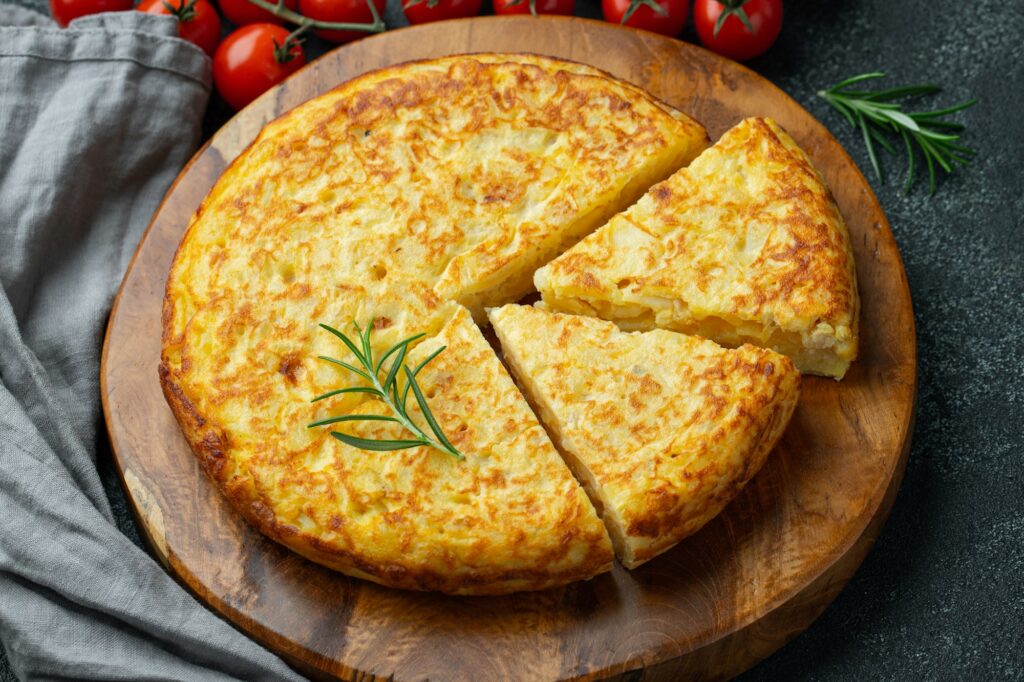 Spanish tortilla with potatoes and onion.